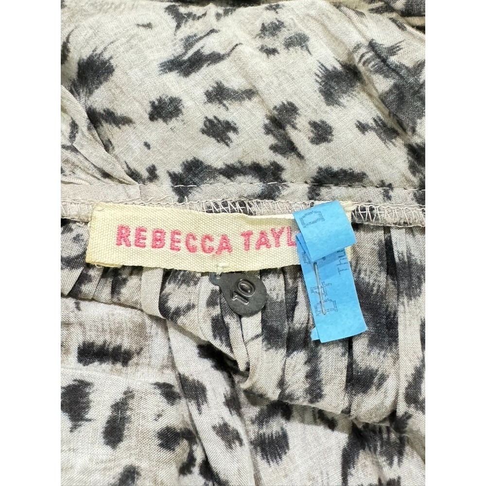 Rebecca Taylor Dress Animal Print Summer V Neck Pockets Rayon Relaxed Midi Sz 10 - Picture 12 of 12